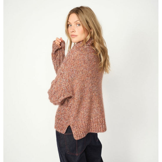 Young Ideas/Henmores - MMKelsey Highneck Knit - 159 Burgundy Melange - XS