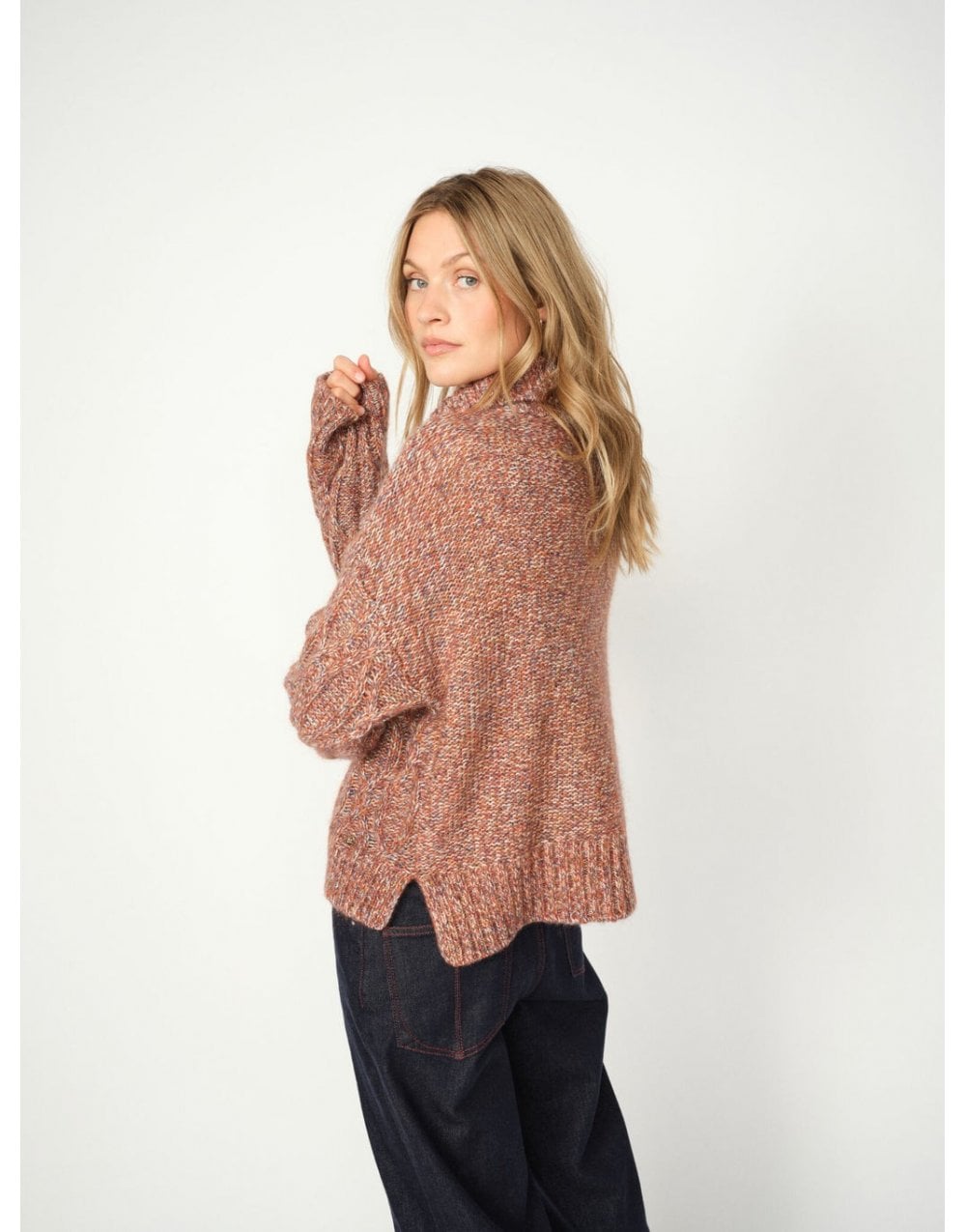 Young Ideas/Henmores - MMKelsey Highneck Knit - 159 Burgundy Melange - XS