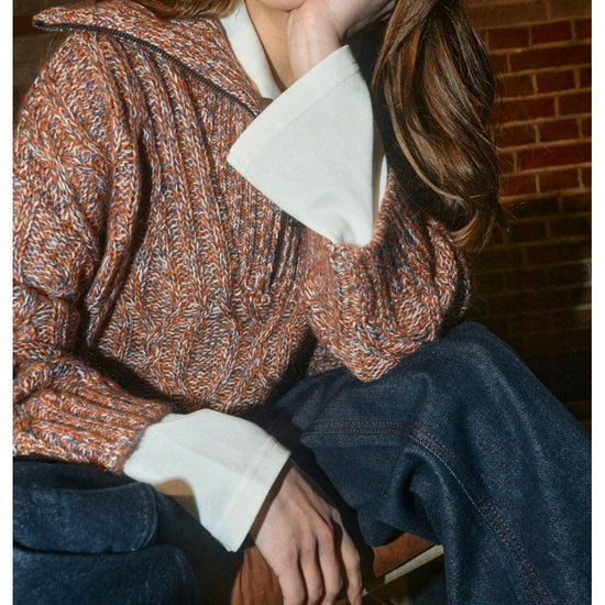 Young Ideas/Henmores - MMKelsey Highneck Knit - 159 Burgundy Melange - XS