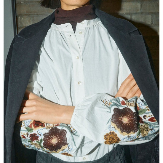 Young Ideas/Henmores - Mysa Popli Sleeve Detail Shirt - 180 Ecru - XS