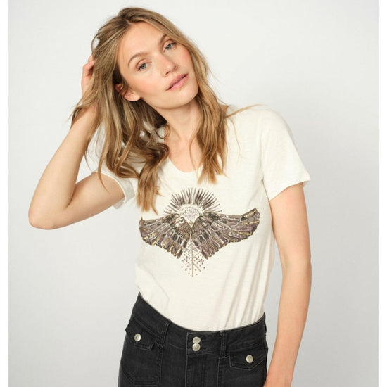 Young Ideas/Henmores - Nadine Wing Graphic T-Shirt - 180 Ecru - XS