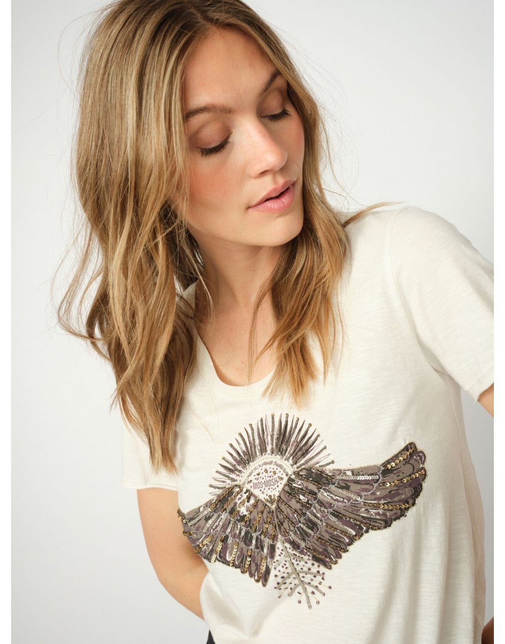 Young Ideas/Henmores - Nadine Wing Graphic T-Shirt - 180 Ecru - XS