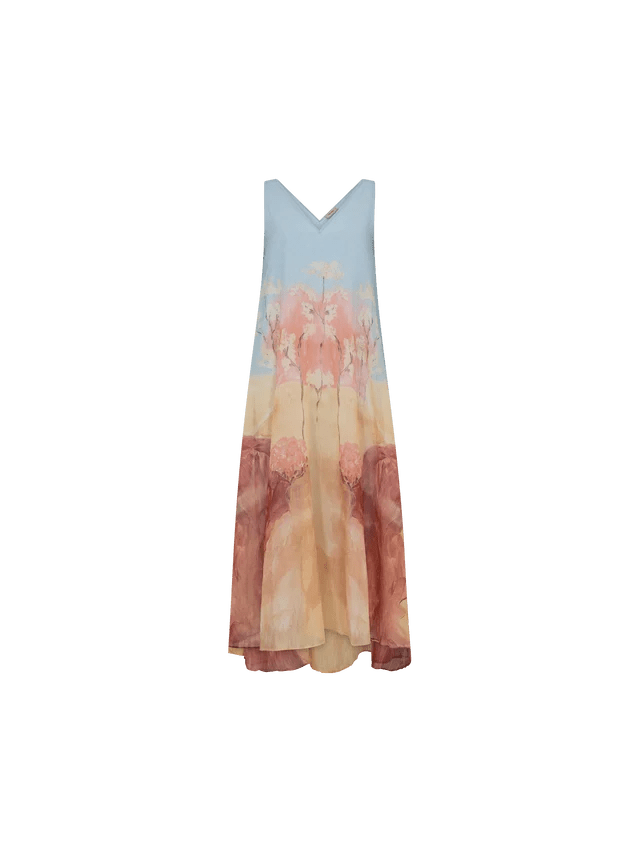 Young Ideas & Henmores -Nylo Landscape Sleeveless Dress -495 Skyway Multi -XS