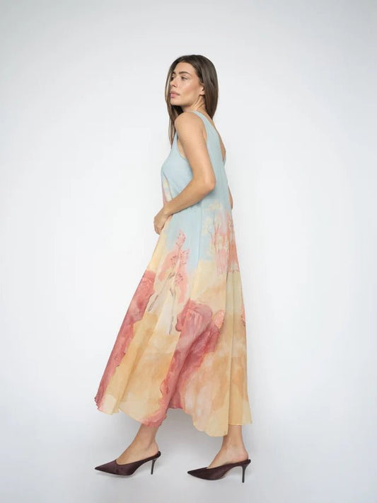 Young Ideas & Henmores -Nylo Landscape Sleeveless Dress -495 Skyway Multi -XS