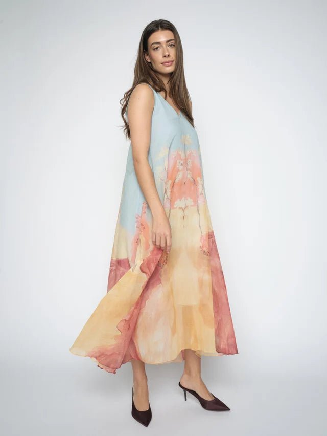 Young Ideas & Henmores -Nylo Landscape Sleeveless Dress -495 Skyway Multi -XS