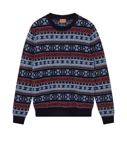 Young Ideas & Henmores -Patterson Jacquard Knit -469 Navy -M