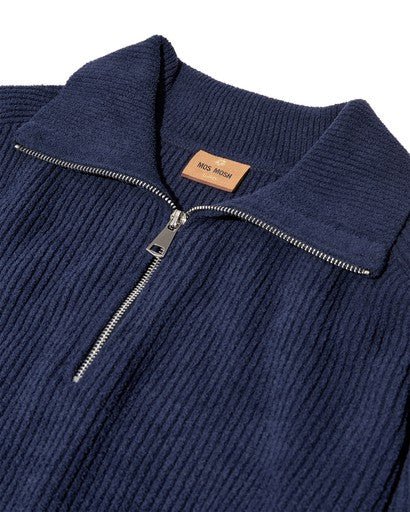 Young Ideas & Henmores -Porter Ribbed Quarter Zip Knit -469 Navy -M