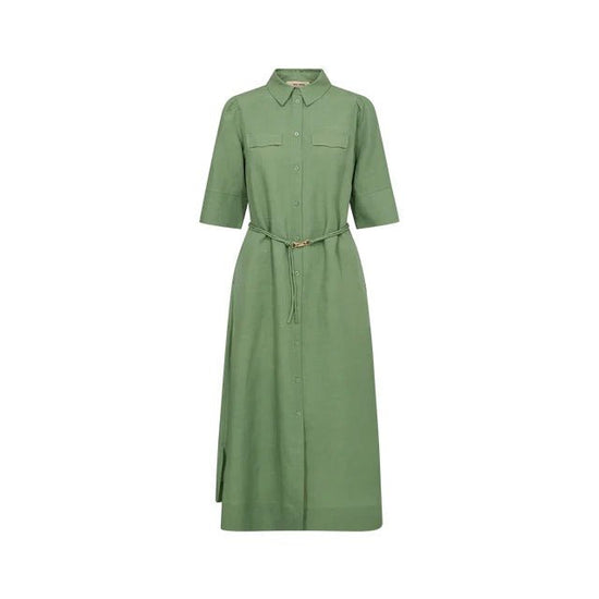 Young Ideas/Henmores - Rayas Alexis Button Down Dress - 846 Turf Green - XS