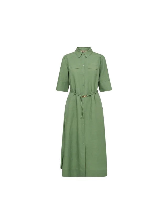 Young Ideas/Henmores - Rayas Alexis Button Down Dress - 846 Turf Green - XS