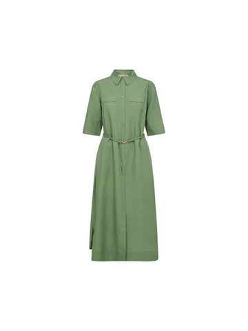 Young Ideas/Henmores - Rayas Alexis Button Down Dress - 846 Turf Green - XS