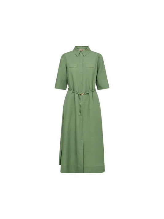 Young Ideas/Henmores - Rayas Alexis Button Down Dress - 846 Turf Green - XS