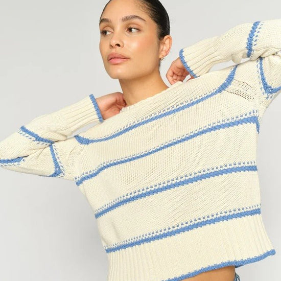 Young Ideas/Henmores - Rola Bine Stripe Crew Neck Jumper - 431 Ultramarine - XS