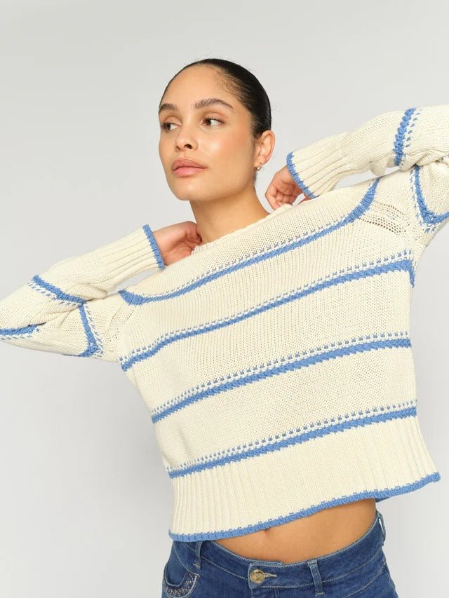 Young Ideas/Henmores - Rola Bine Stripe Crew Neck Jumper - 431 Ultramarine - XS