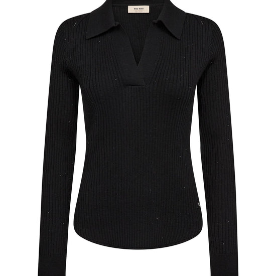 Young Ideas & Henmores -Ronika Wool Knit Polo -801 Black -L