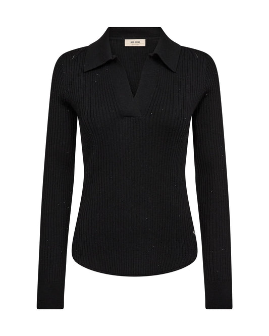 Young Ideas & Henmores -Ronika Wool Knit Polo -801 Black -L