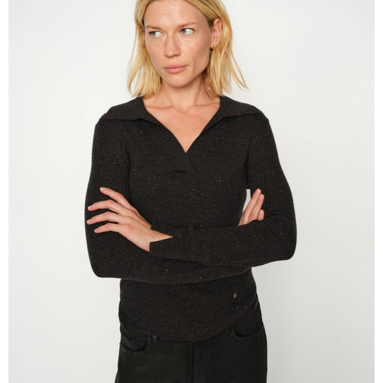 Young Ideas/Henmores - Ronika Wool Knitted Polo - 819 Phantom - XS