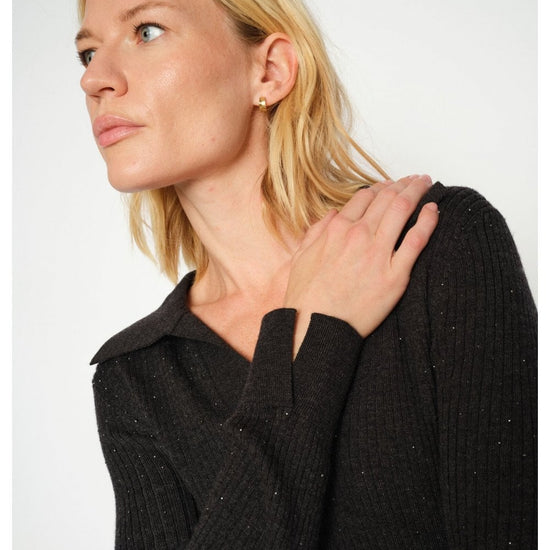 Young Ideas/Henmores - Ronika Wool Knitted Polo - 819 Phantom - XS