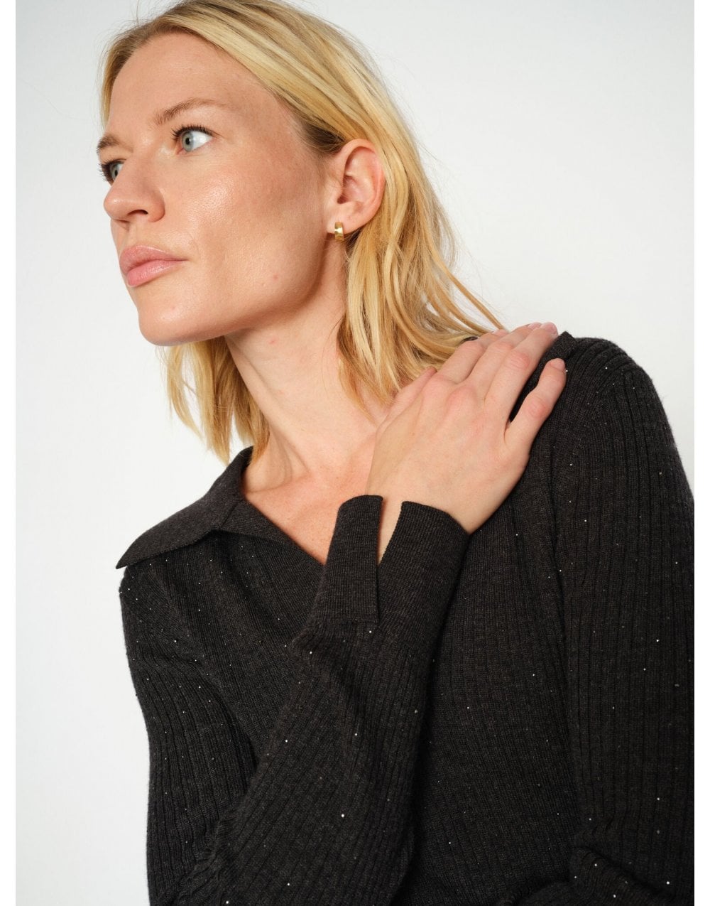 Young Ideas/Henmores - Ronika Wool Knitted Polo - 819 Phantom - XS