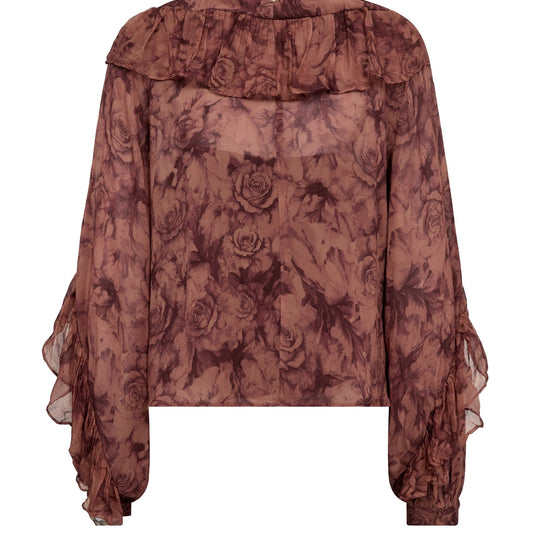 Young Ideas & Henmores -Roya Ruffle Rose Blouse -984 Flower Print -L