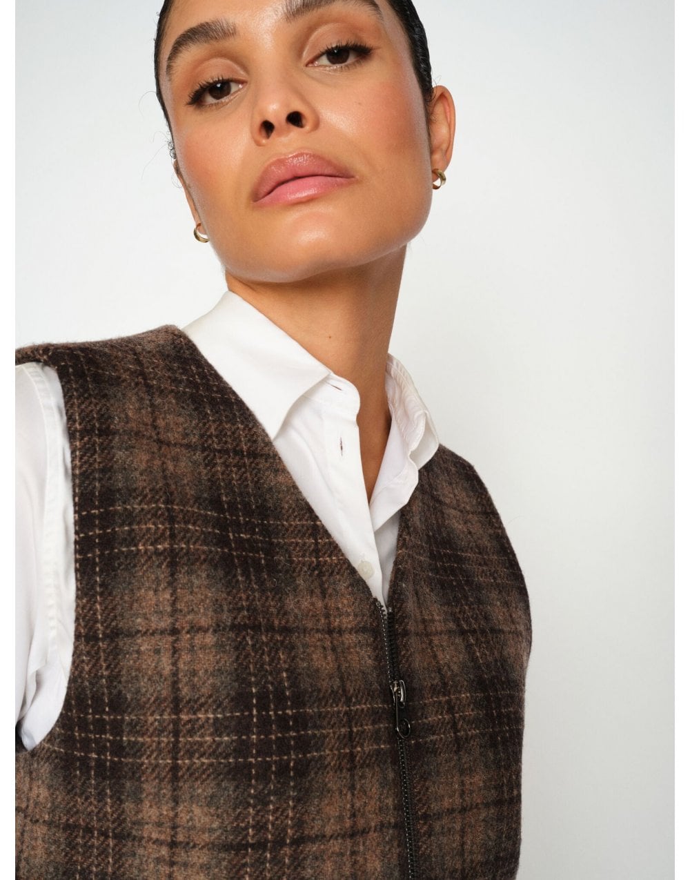 Young Ideas/Henmores - Runa Chez Check Zip Up Vest - 844 Bracken - 8