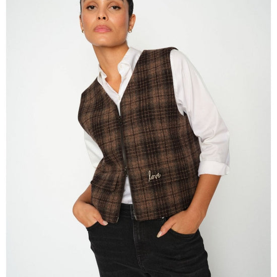 Young Ideas/Henmores - Runa Chez Check Zip Up Vest - 844 Bracken - 8