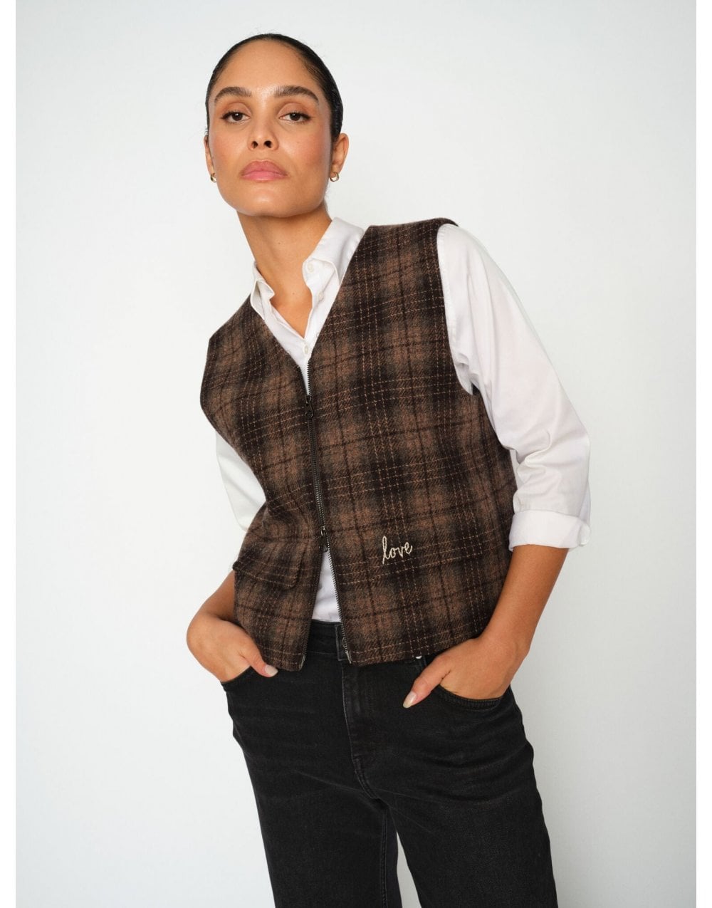 Young Ideas/Henmores - Runa Chez Check Zip Up Vest - 844 Bracken - 8