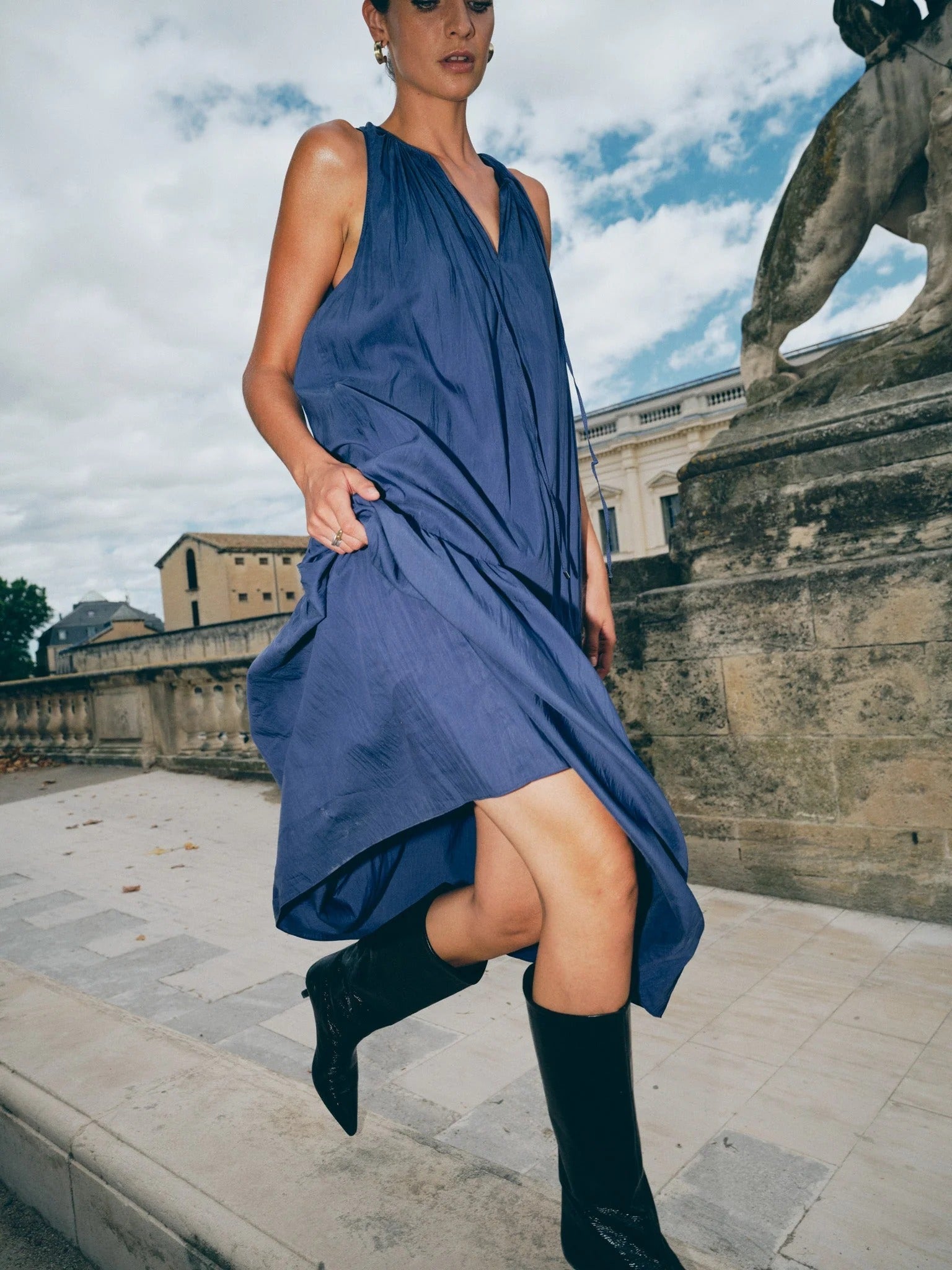 Young Ideas/Henmores - Sabri Tess Sleeveless Dress - 845 Crown Blue - XS