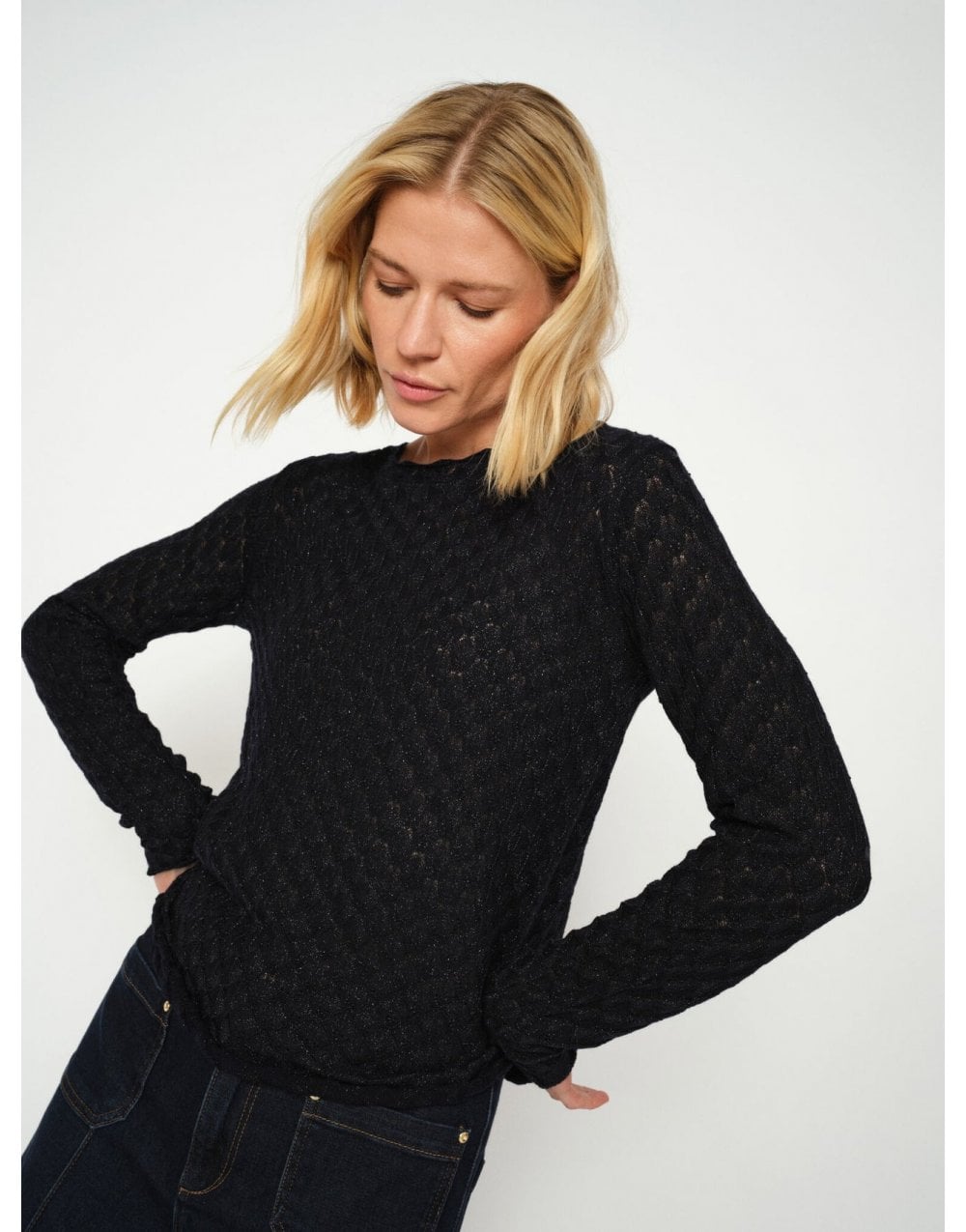 Young Ideas/Henmores - Thaz Relena Shimmer Lux Jumper - 468 Salute Navy - XS