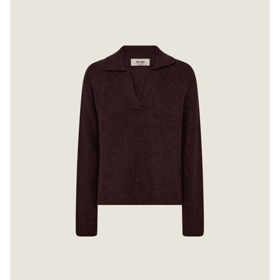 Young Ideas/Henmores - Thora Aidy Knitted Polo - 157 Boulder Brown - XS