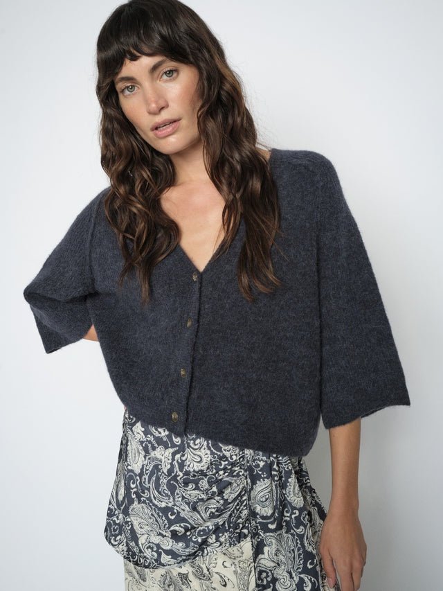 Young Ideas & Henmores -Thora Lizet Short Knit Cardigan -191 India Ink -XS