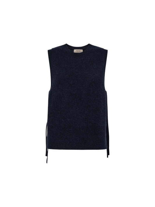 Young Ideas & Henmores -Thora Tie Sleeveless Knit Vest -468 Salute Navy -XS