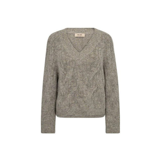 Young Ideas/Henmores - Unnur Hale V Neck Knitted Jumper - 163 Drizzle Grey - XS