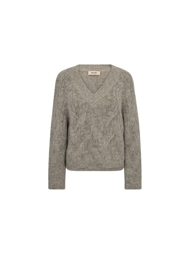 Young Ideas/Henmores - Unnur Hale V Neck Knitted Jumper - 163 Drizzle Grey - XS