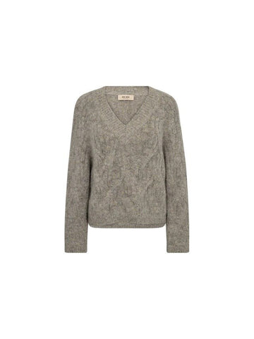 Young Ideas/Henmores - Unnur Hale V Neck Knitted Jumper - 163 Drizzle Grey - XS