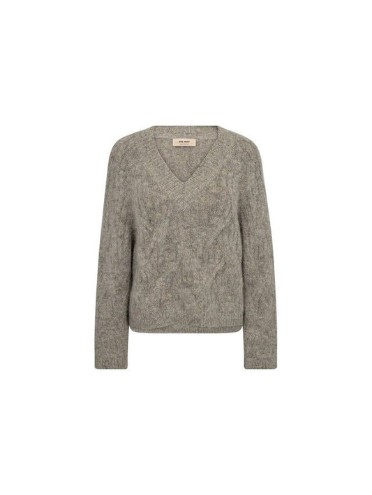 Young Ideas/Henmores - Unnur Hale V Neck Knitted Jumper - 163 Drizzle Grey - XS