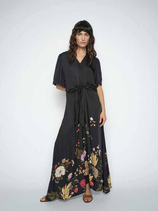 Young Ideas & Henmores -Wandi Flowwi Knot Detail Dress -801 Black -XS