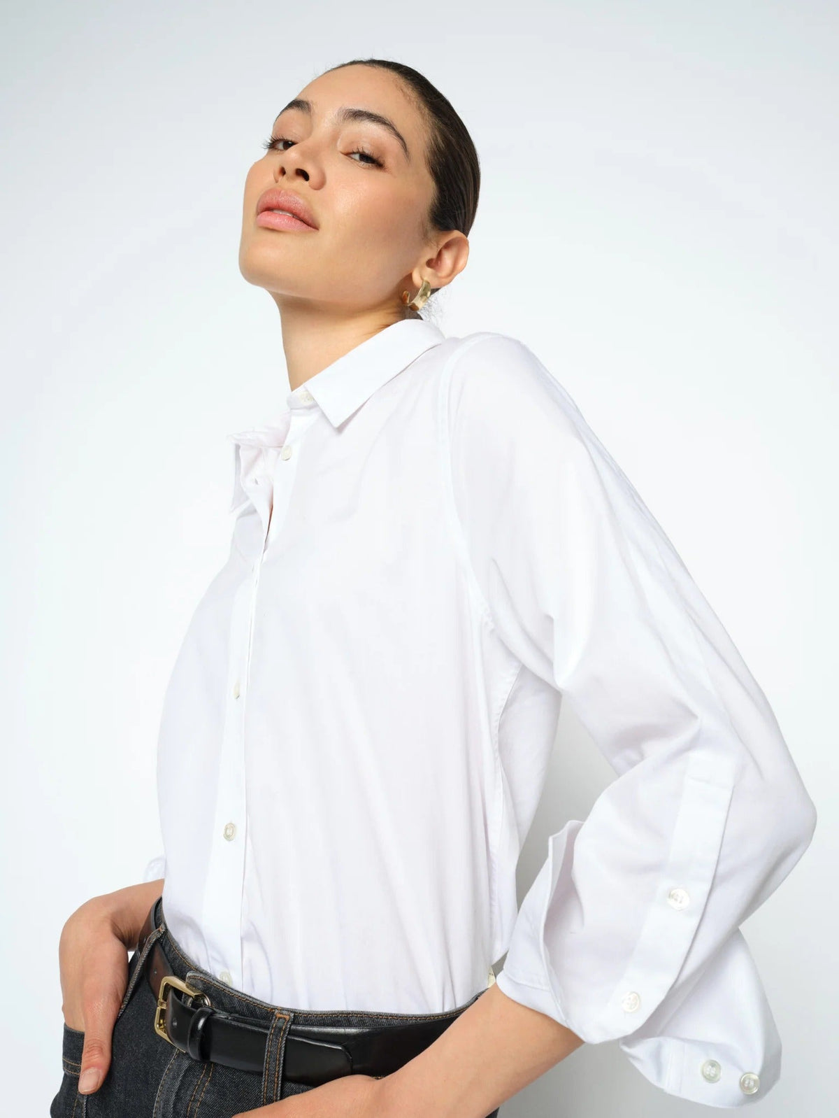 Young Ideas & Henmores -Winola Cotton Twill Shirt -101 White -XS