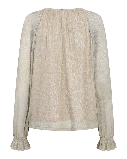 Young Ideas & Henmores -Ximena Glam V-neck Blouse -821 Mourning Dove -M