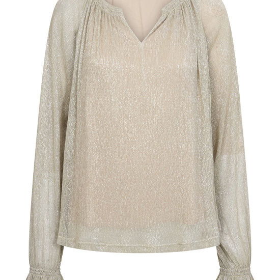 Young Ideas & Henmores -Ximena Glam V-neck Blouse -821 Mourning Dove -M