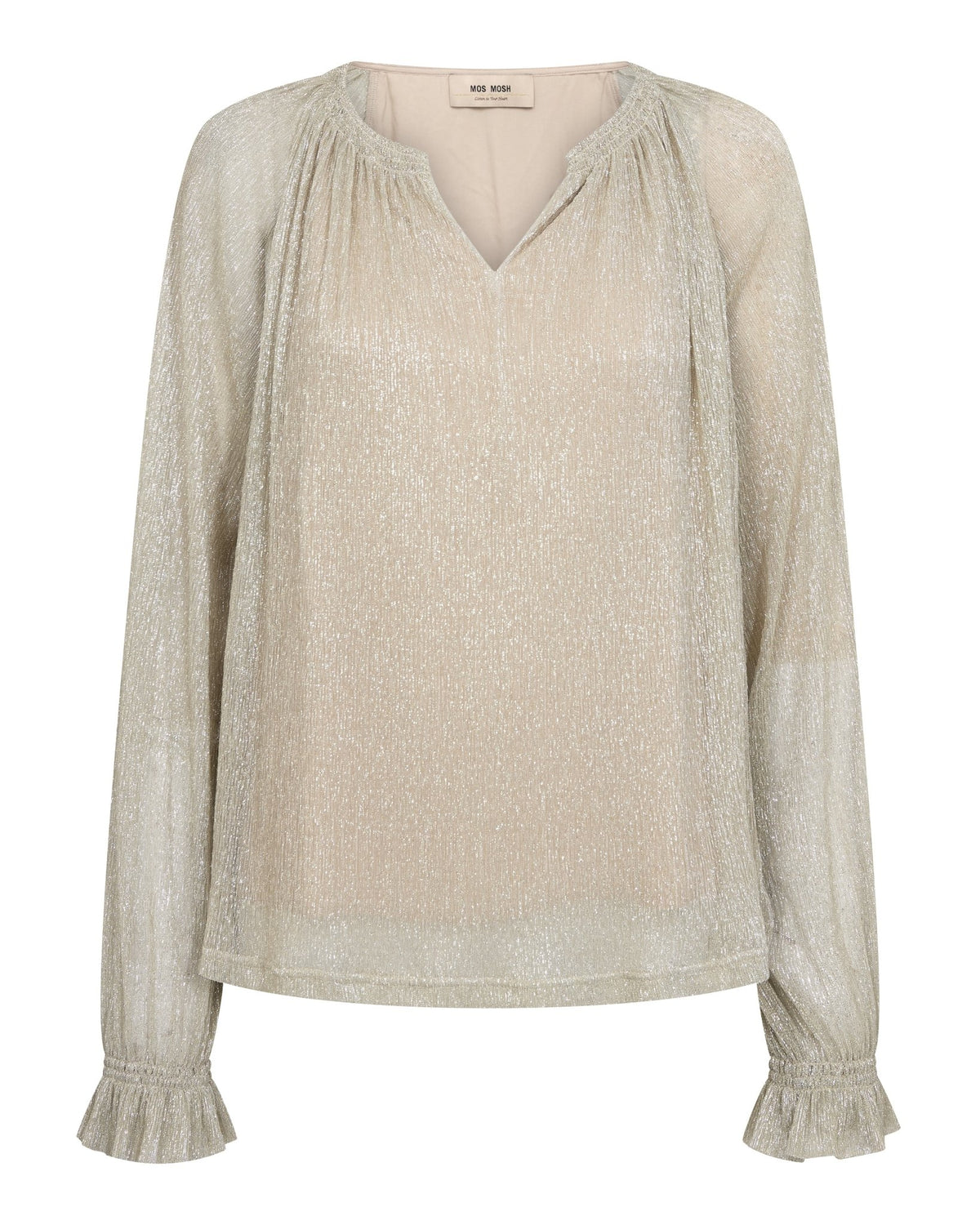 Young Ideas & Henmores -Ximena Glam V-neck Blouse -821 Mourning Dove -M