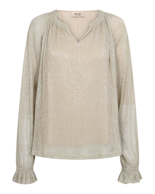 Young Ideas & Henmores -Ximena Glam V-neck Blouse -821 Mourning Dove -M