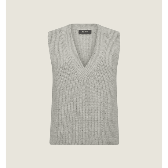 Young Ideas/Henmores - Zhara Thyra Knitted Vest - 876 Light Grey Melange - XS