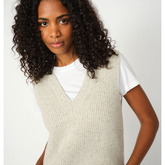 Young Ideas/Henmores - Zhara Thyra Knitted Vest - 876 Light Grey Melange - XS