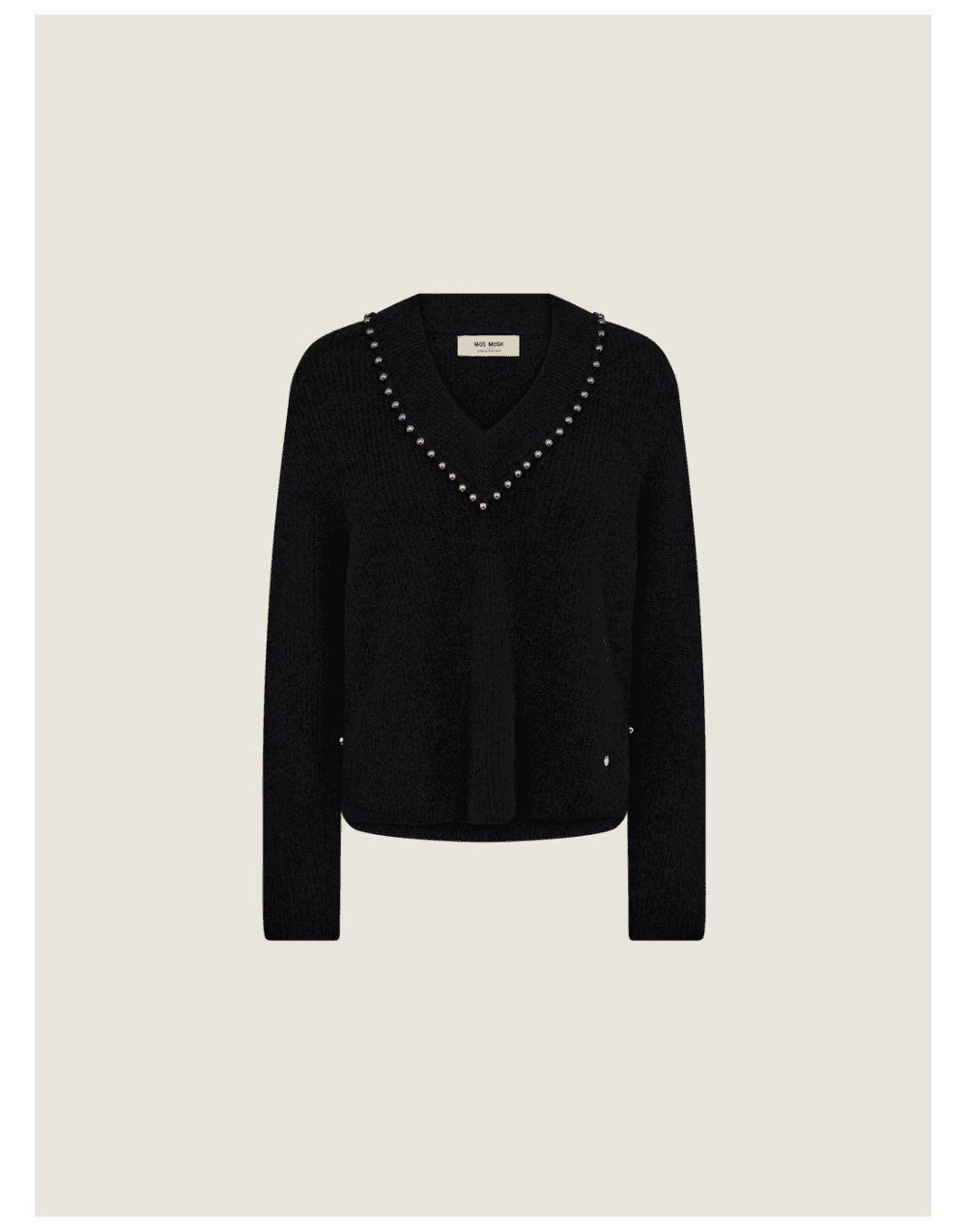 Young Ideas/Henmores - Zora V - Neck Bead Knitted Jumper - 801 Black - XS