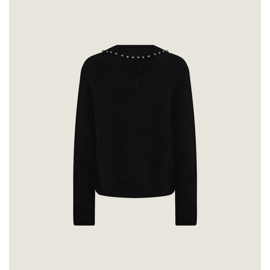 Young Ideas/Henmores - Zora V - Neck Bead Knitted Jumper - 801 Black - XS