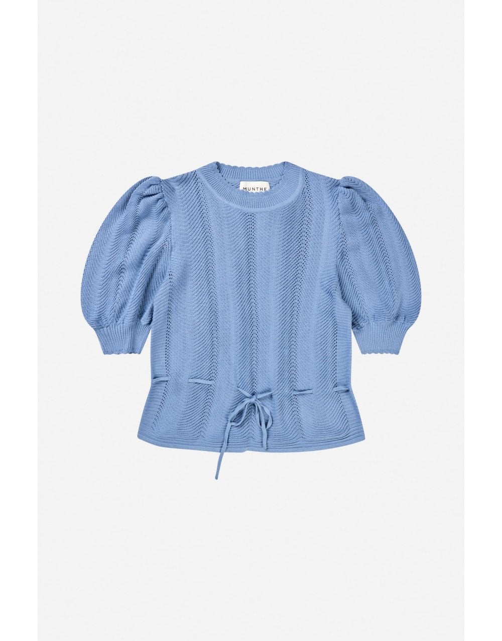 Young Ideas/Henmores - Felmine Herringbone Texture Puff Sleeve Knit - 36 Blue - 8