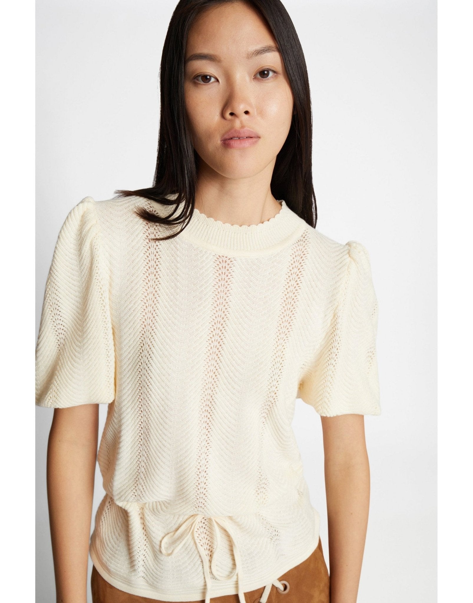 Young Ideas/Henmores - Felmine Herringbone Texture Puff Sleeve Knit - 36 Blue - 8