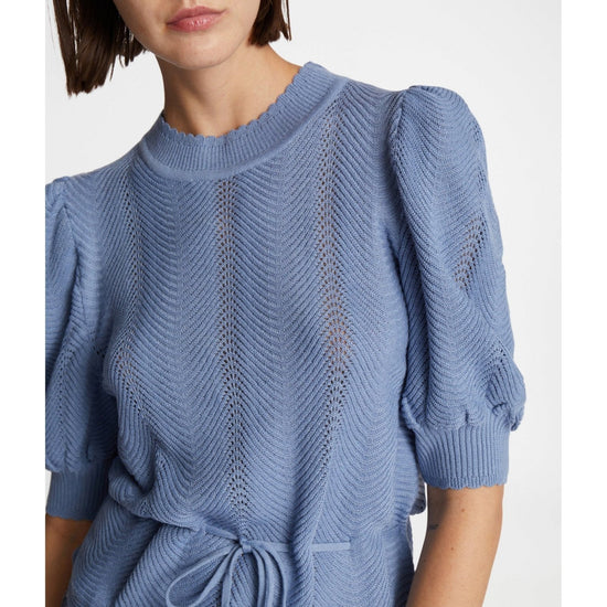 Young Ideas/Henmores - Felmine Herringbone Texture Puff Sleeve Knit - 36 Blue - 8