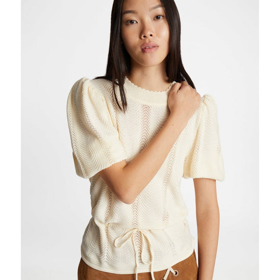 Young Ideas/Henmores - Felmine Herringbone Texture Puff Sleeve Knit - 36 Blue - 8