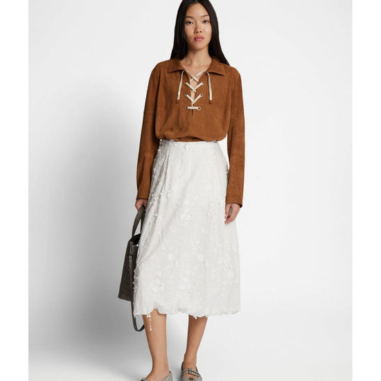 Young Ideas/Henmores - Fiamma Floral Textured Skirt - 76 Ivory - 8